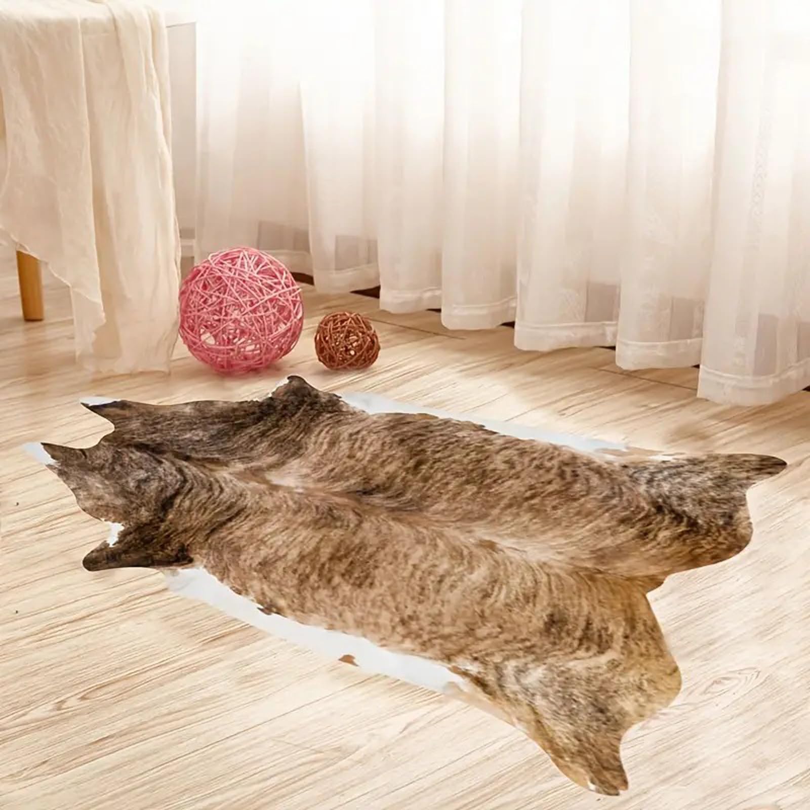 Tapis à Imprimé Zèbre, Tapis Peau de Vache Synthétique, Tapis de Salon en Suède Artificiel Doux, pour Cuisine, Chambre à Coucher, Bureau