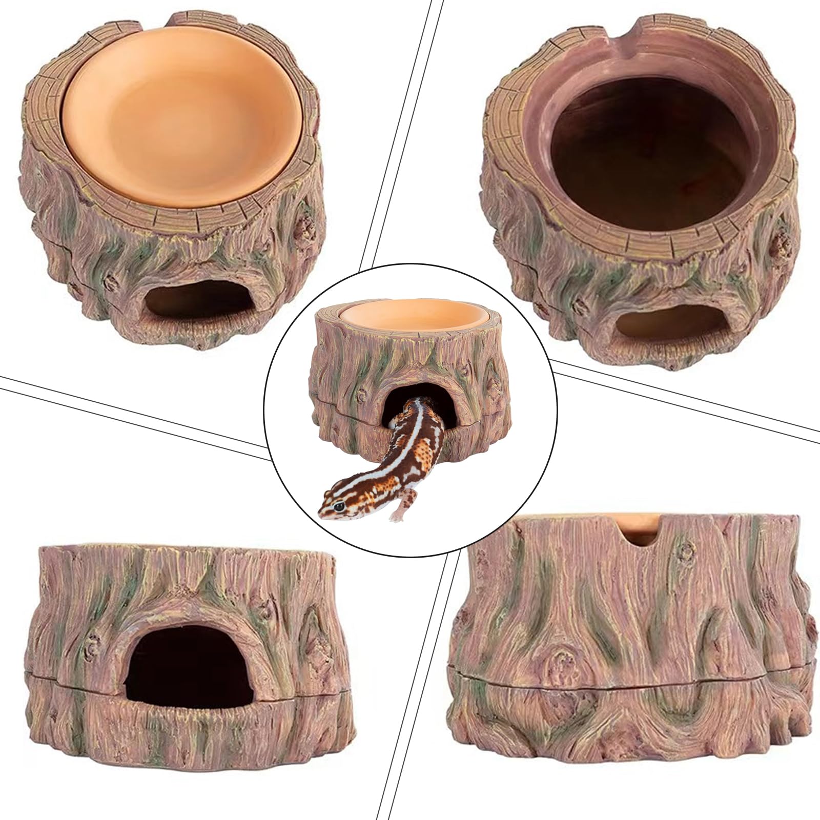 Cachette 3 en 1 pour Reptile, Grotte pour Reptiles Et Amphibiens, 3 en 1 Reptilee Hide Cave Reptiles Refuge, Cachette pour Reptile Et Aquarium Caverne pour Gecko, Lézard, Dragon à Barbe