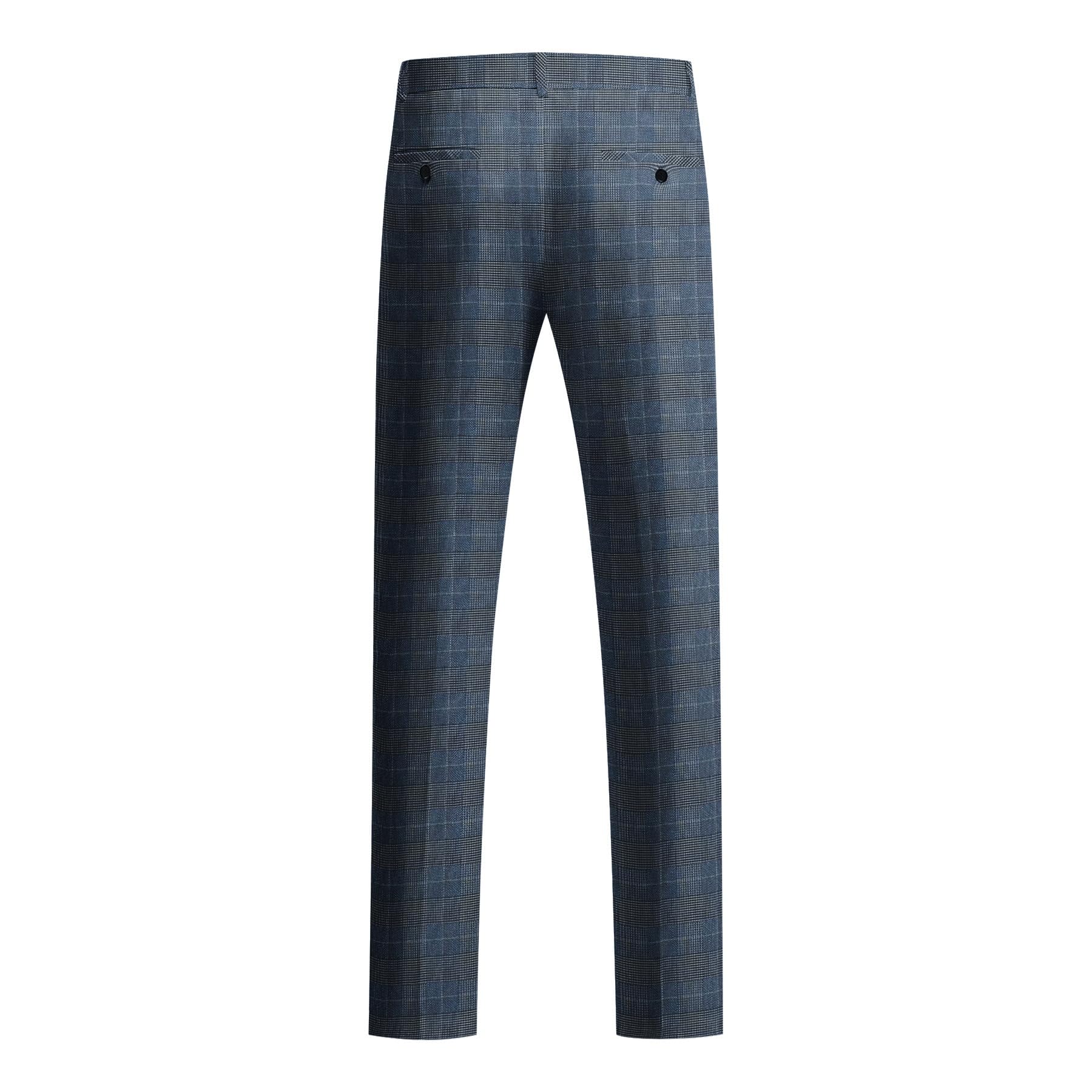 Allthemen Herren Anzug 2 Teilig Kariert Anzüge Slim Fit Klassisch Business | Hochzeit, Sakko Hose, 1 Knopf, Revers, Einreihiger, Kmoplett Set, Plaid Suit, Vintage Retro, Elegant