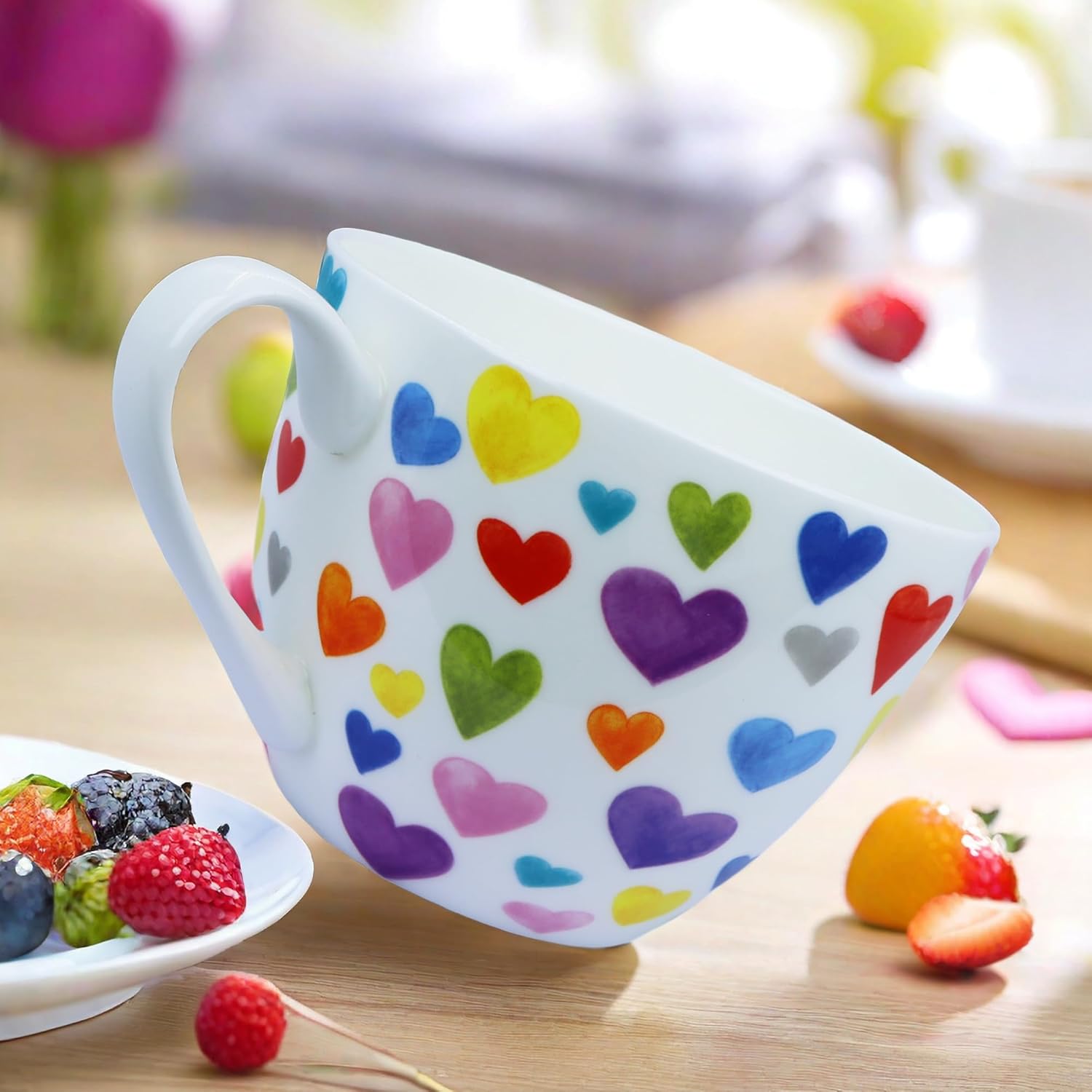 Heart Coffee Mug Heart Shaped Coffee Mugs Bone China Cute Coffee Mug Valentine's Day birthday Gifts for Her Women Mom Friends,17oz Coffee Mug - Image 7
