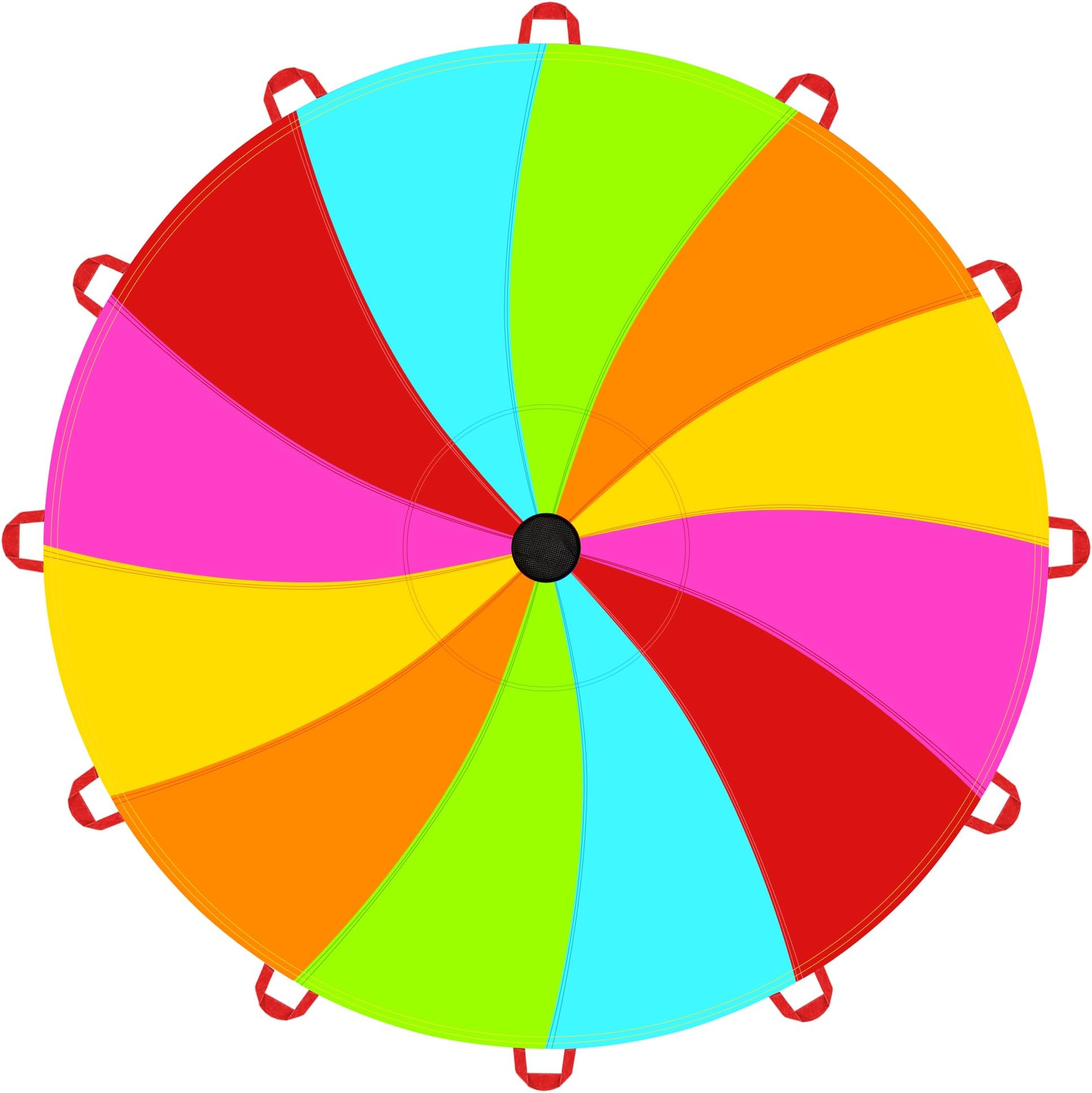 NARMAY Kids Play Parachute, 12ft Rainbow Parachute with 12 Handles for Group Cooperative Games