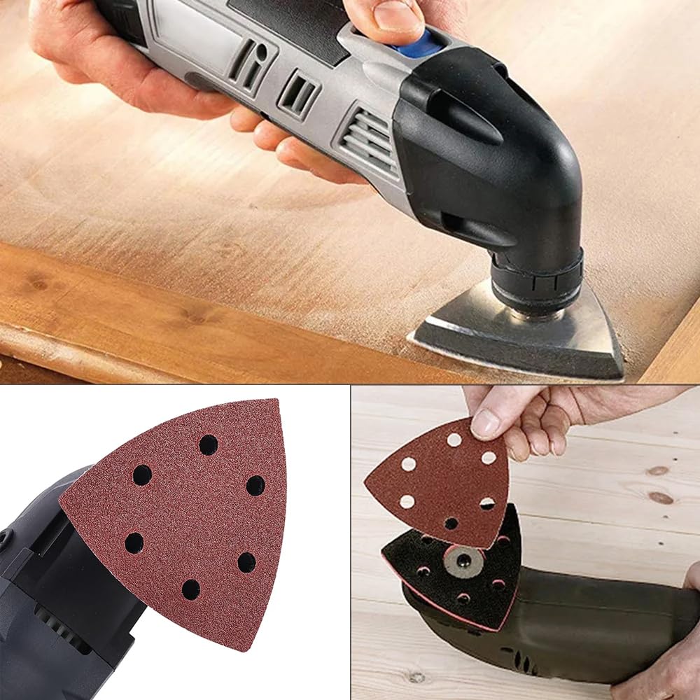 Lastra abrasiva triangolare, multiutensile da 93 mm, con carta abrasiva triangolare per levigare superfici, metallo, plastica e pietra