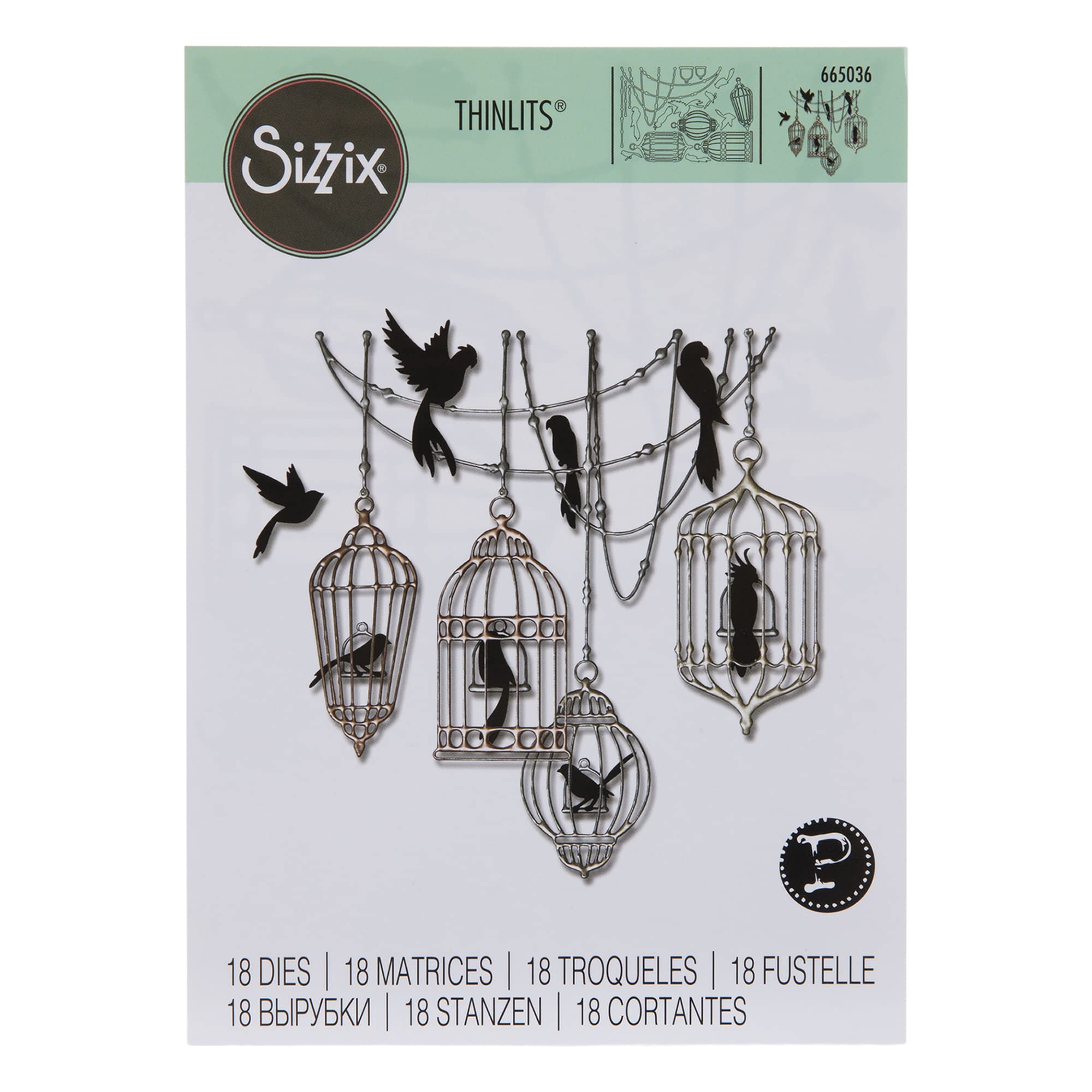 SizzixThinlits Die Set 18PK Birdcages by Pete Hughes, 665036, Multicolor