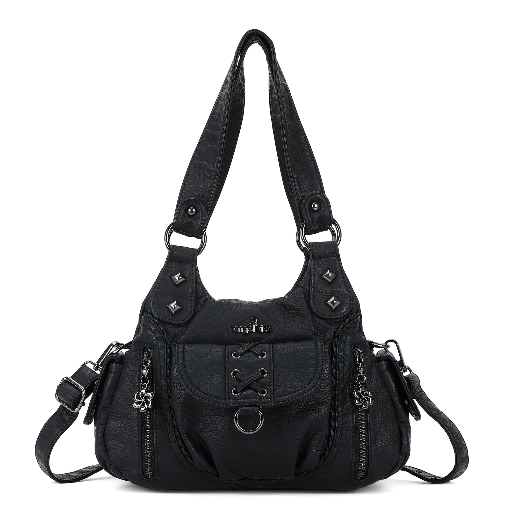 Angel Kiss Small Purses for Women Hobo Shoulder Bags Y2K Vegan Leather Multi-Pocket Handbags Designer Crossbody Tote Bag