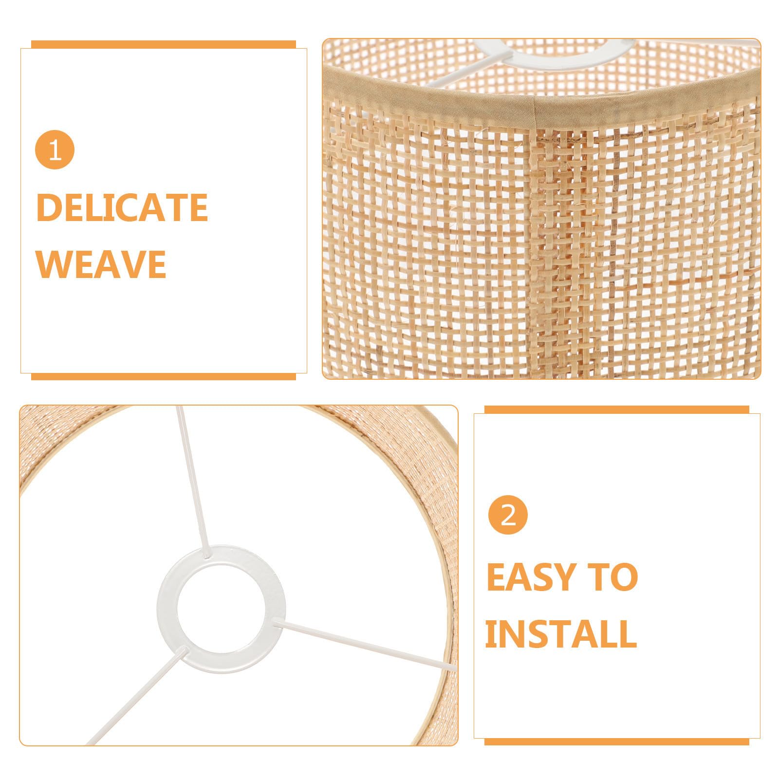 Gadpiparty Paralume in Rattan Intrecciato a Mano per Lampade Sospensione, Elegante e Rustico, Facile da Usare, per Decorazione Casa Khaki
