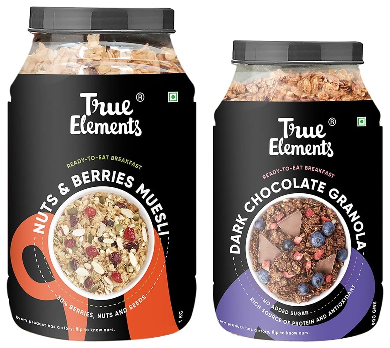 True Elements Crunchy Dark Chocolate Granola 900g & True Elements Nuts & Berries Muesli 1kg-image-26