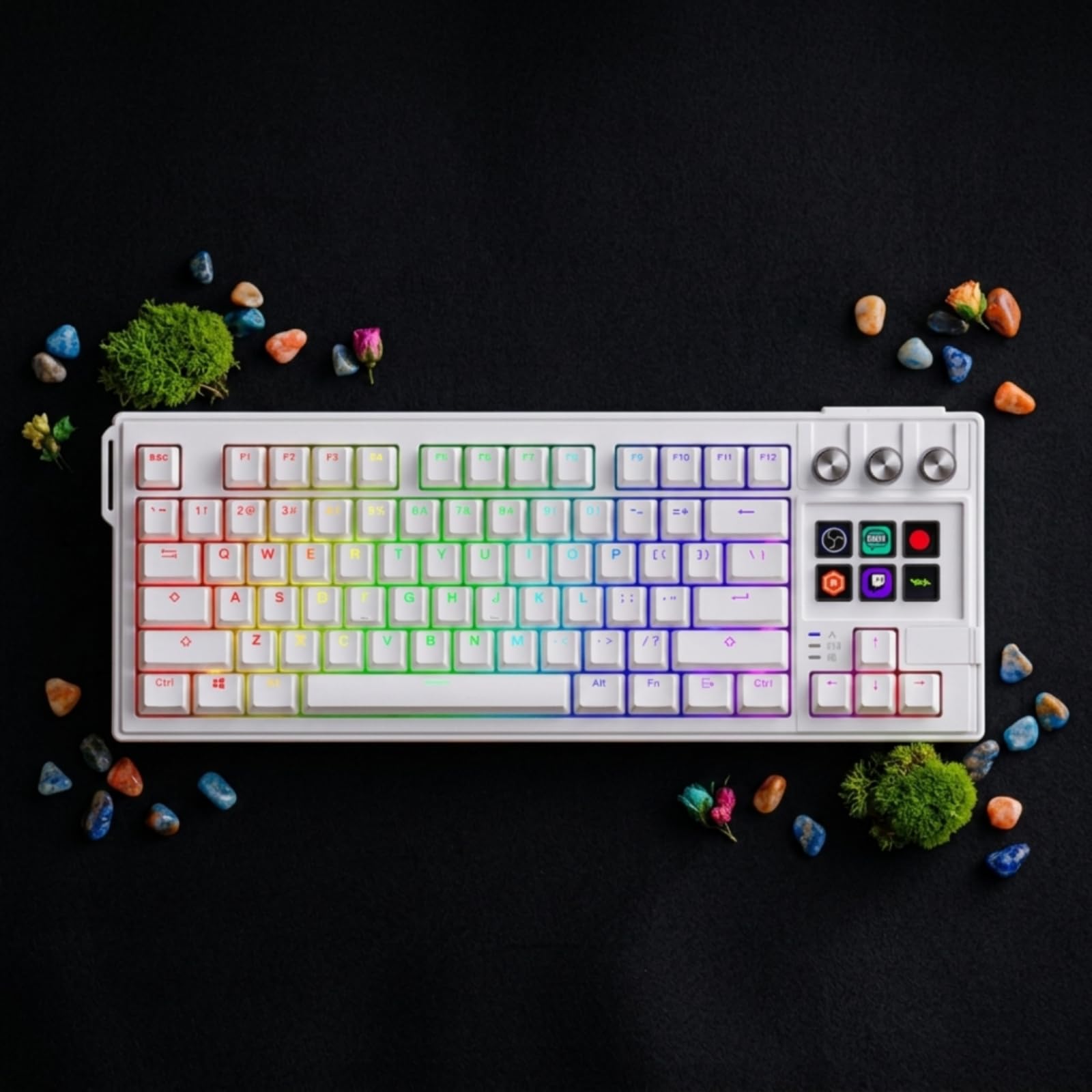Tastiera Hot-Swap con Tasti Display Retroilluminata RGB Tastiera Meccanica con Manopole Silenziosa per Streamer