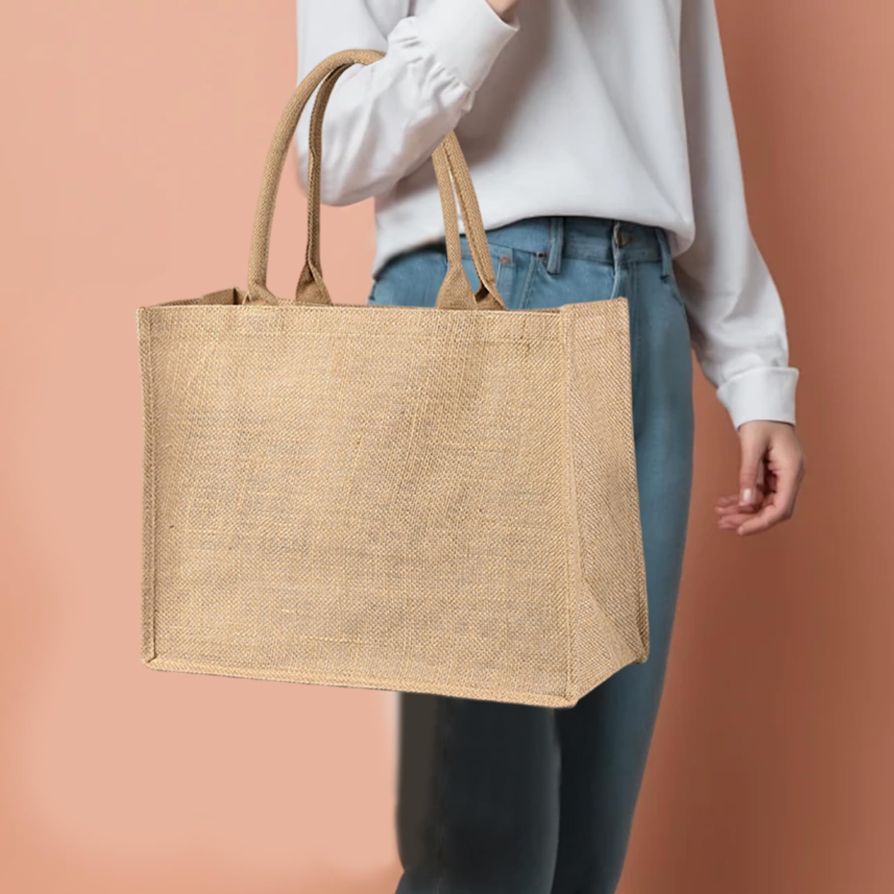 Borse di tela di iuta borsa di tela di iuta resistente 6 pezzi 12x15x5, 5 pollici con manico per la spesa la spesa il matrimonio le gite