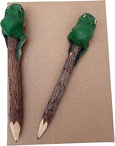Miniatura 8 de Lápiz de rana de madera tallada a mano con animales lindos anfibios, papelería creativa, lápices de madera rústica, suministros escolares y de
