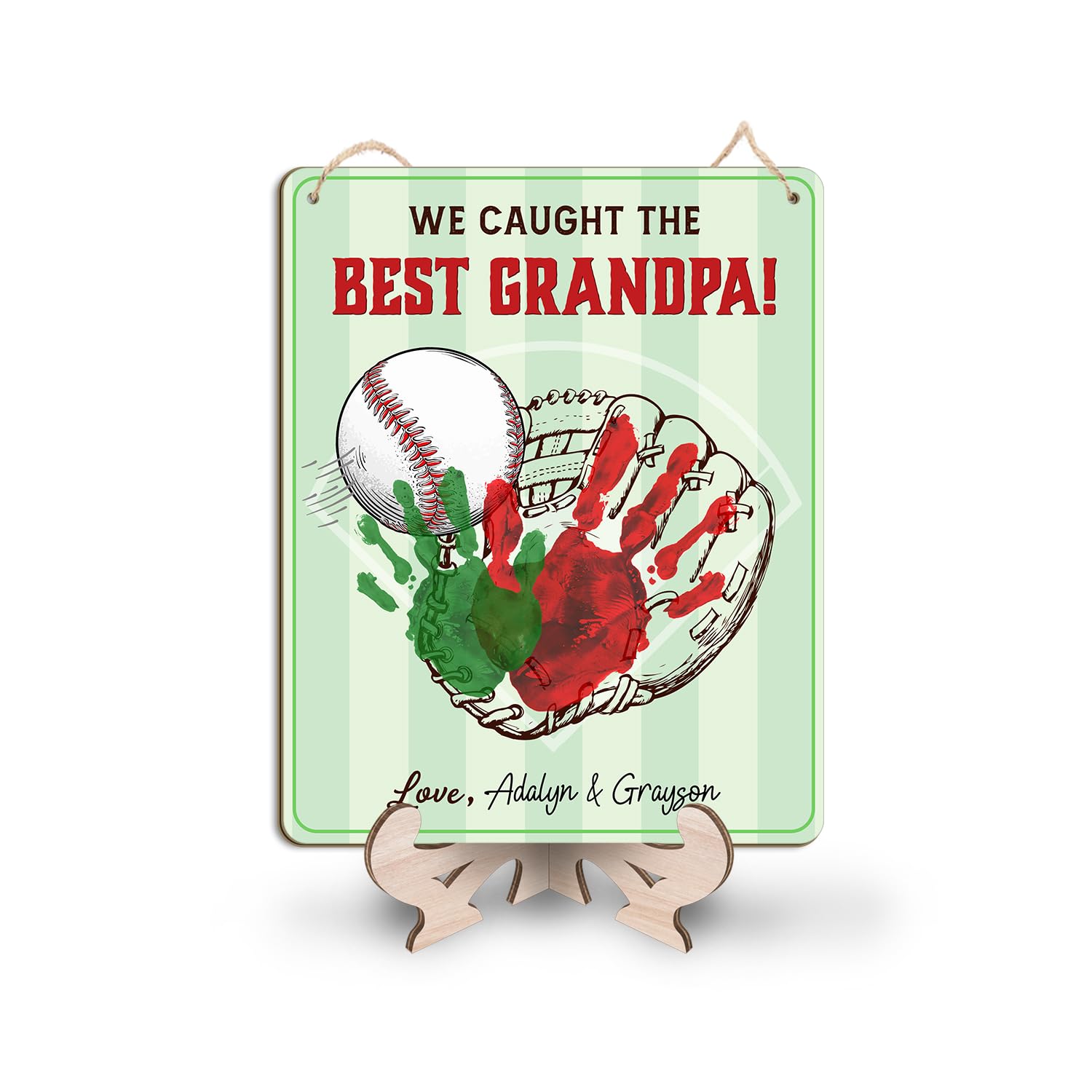 DIY Baseball Grandpa Craft from Grandkids Handprint Sign, Custom Baby Handprint Keepsake Gift for Baseball Papa, Baby First Fathers Day Art Craft for