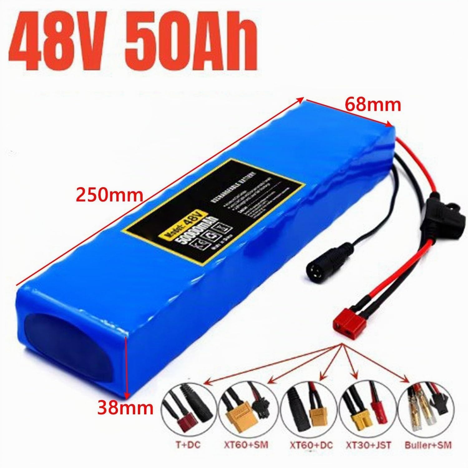 Batterie 48V 50Ah pour Vélo Électrique 1000W 750W 500W Batterie Ebike Batterie Velo Electrique avec Chargeur 54,6 V 2 A Batterie Trottinette Électrique