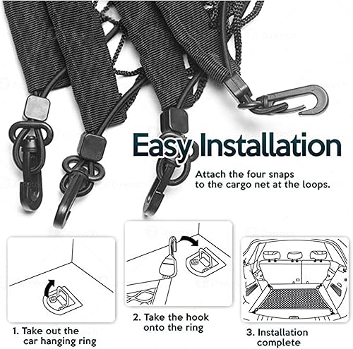 Miniatura 8 de Para Toyota Land Cruiser Prado J150 FJ150 2010 2018 276in276in 4 ganchos para maletero de coche red de carga de malla organizadora