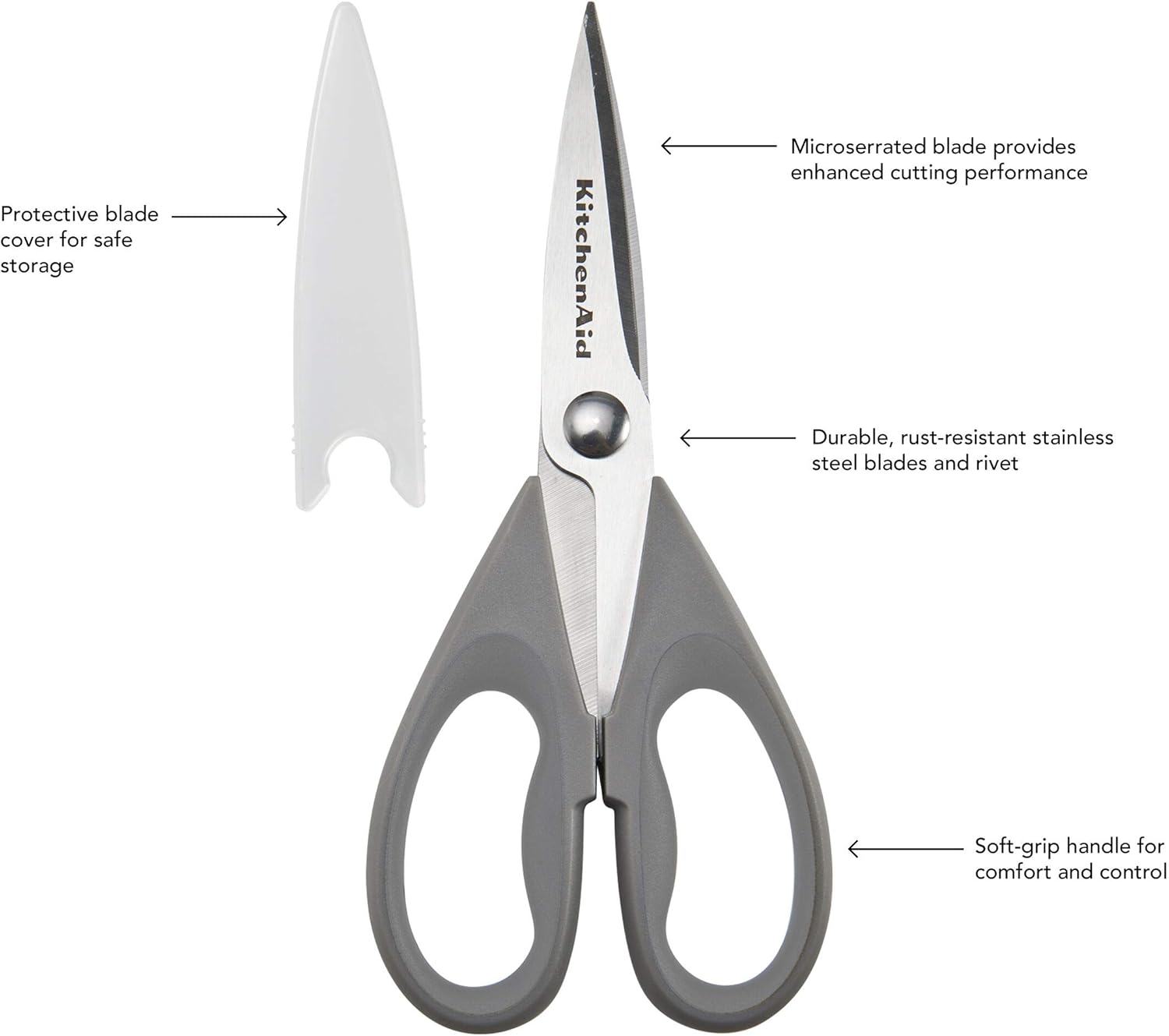 Hot Deals KitchenAid All Purpose Shears with Protective Sheath, 8.72-Inch, Gray