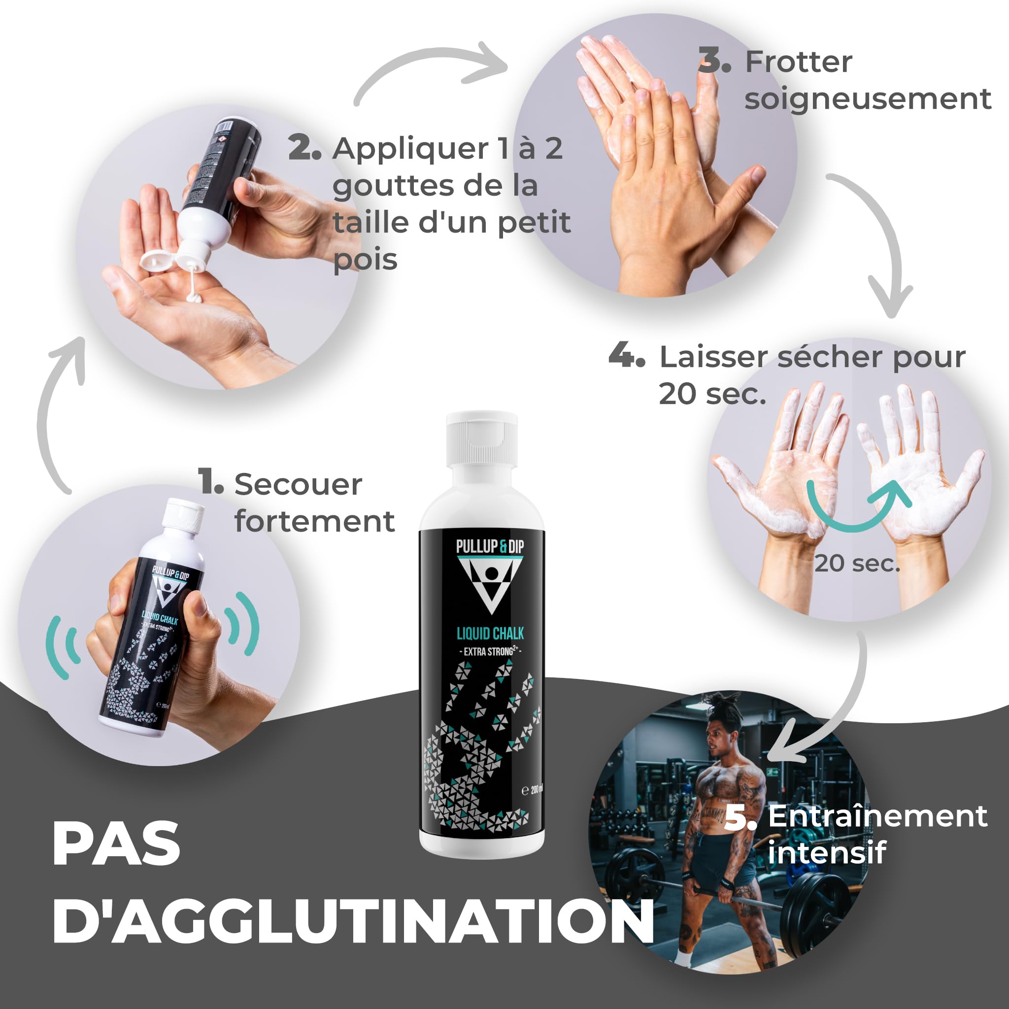 PULLUP & DIP Liquid Chalk Magnésie Liquide pour Calisthenics, Escalade, Gymnastique, Musculation