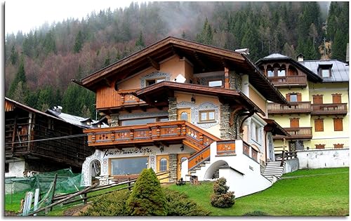 Miniatura 10 de SSDDKL Póster de paisaje alemán en las nubes para decoración de pared con marco de 36 x 20 pulgadas