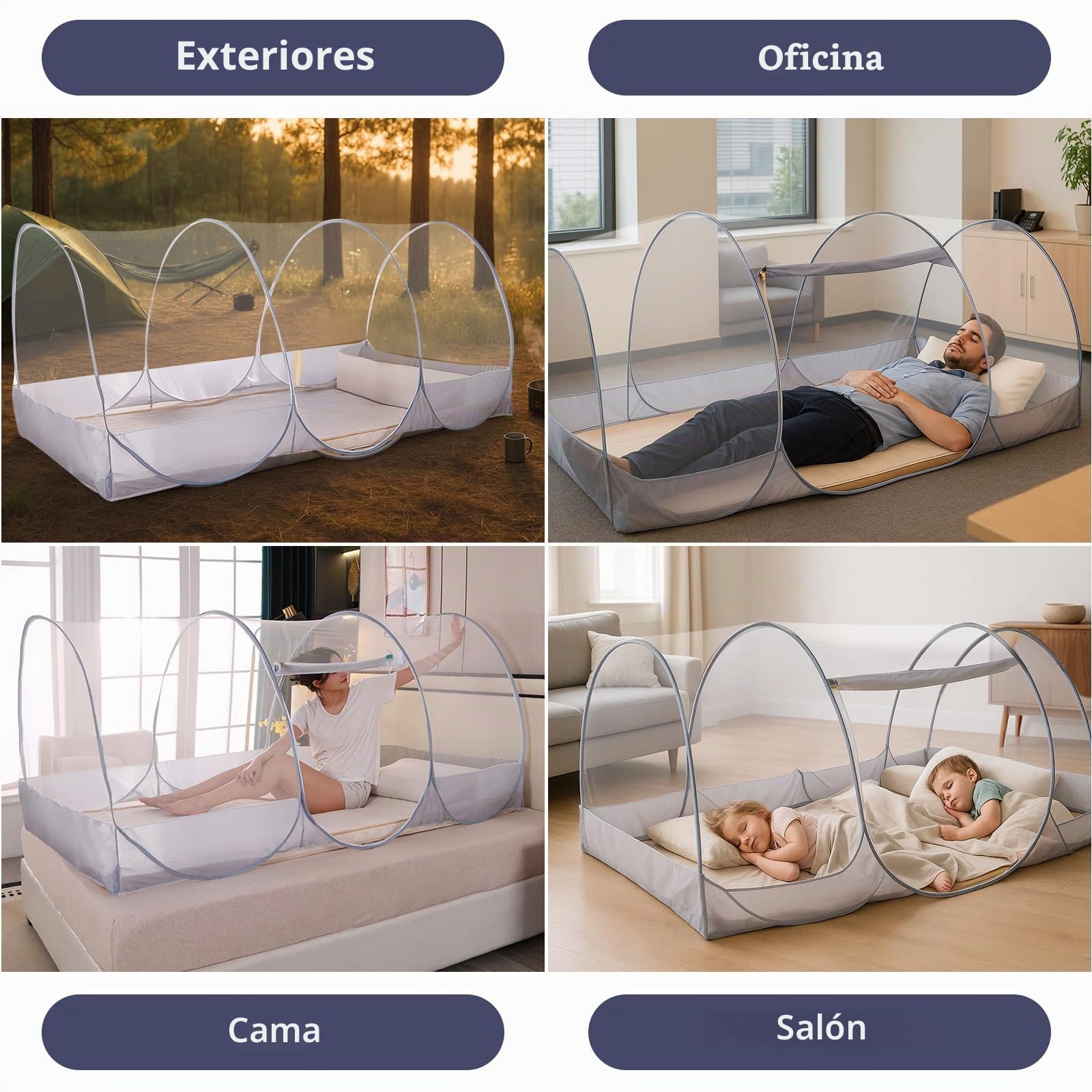 Mosquitera plegable emergente, mosquitera para cama individual con cremallera, tienda de campaña portátil, tienda de campaña fácil de instalar para el hogar, camping, viajes, dormitorio