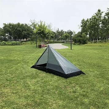 Ultralight Poleless Pyramid Tent For 1 Person, Gray Mesh Inner Shelter With 210d Oxford Floor, Compatible With Trekking Poles For Hiking And Camping