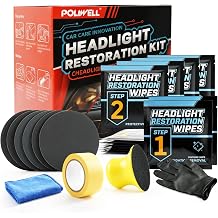 POLIWELL Headlight Restoration Kit, Car Headlight Polish and Cleaner for Cloudy Headlight Repair & Yellow Headlight Fix | Clear Visibility in 30 Seconds, 3-Step No Tools Required