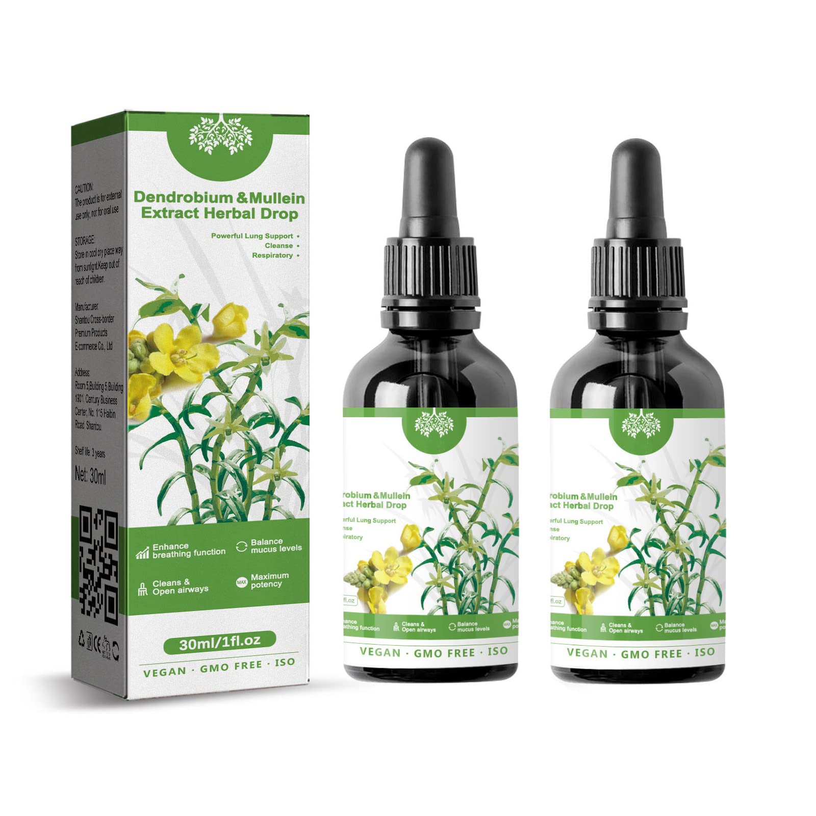 Photo 1 of 2024years Dendrobium & Mullein Extract Herbal Drops Powerful Lung Support,30ml Dendrobium & Mullein Extract Herbal Drops,Drop 1-2ml at a time?1Ounce(Box of 1) Herbal Care Essence (2pcs)