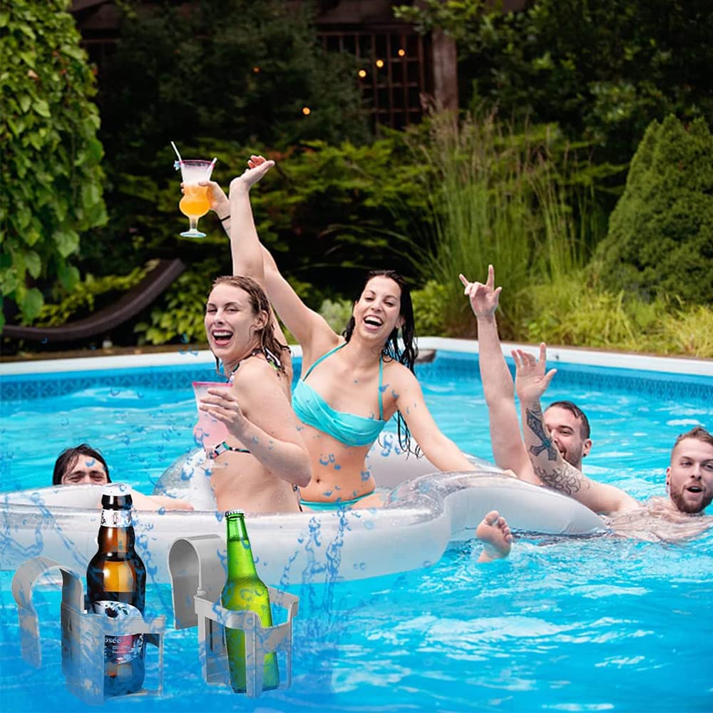 6er-Set Pool-Getränkehalter Für Oberirdische Pools – Blau, Für Rohre Bis 5,1 Cm, Aus Stabilem Kunststoff, Auslaufsicher