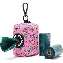 ATIFBOP Dog Poop Bag Dispenser with 30 Bags, Poop Bag Holder Fit All Dog Leashes, Soft and Big Capacity Doggy Bags Refill Carrier Pink