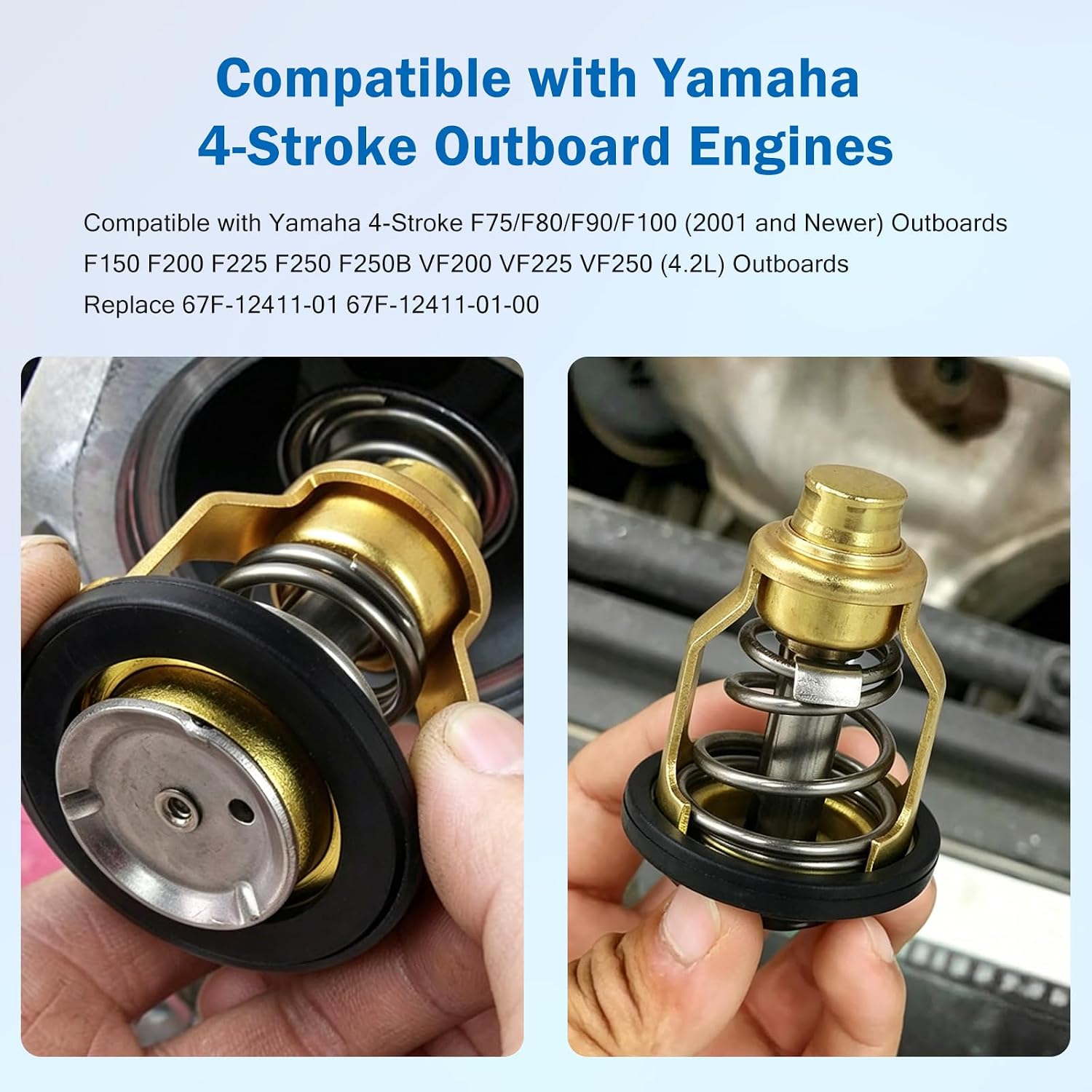 2PC Outboard Thermostat 60°C 140°F Compatible with Yamaha 4-Stroke F75 F80 F90 F100 F150 F200 F225 F250 F250B VF200 VF225 VF250 Outboard 67F-12411-01