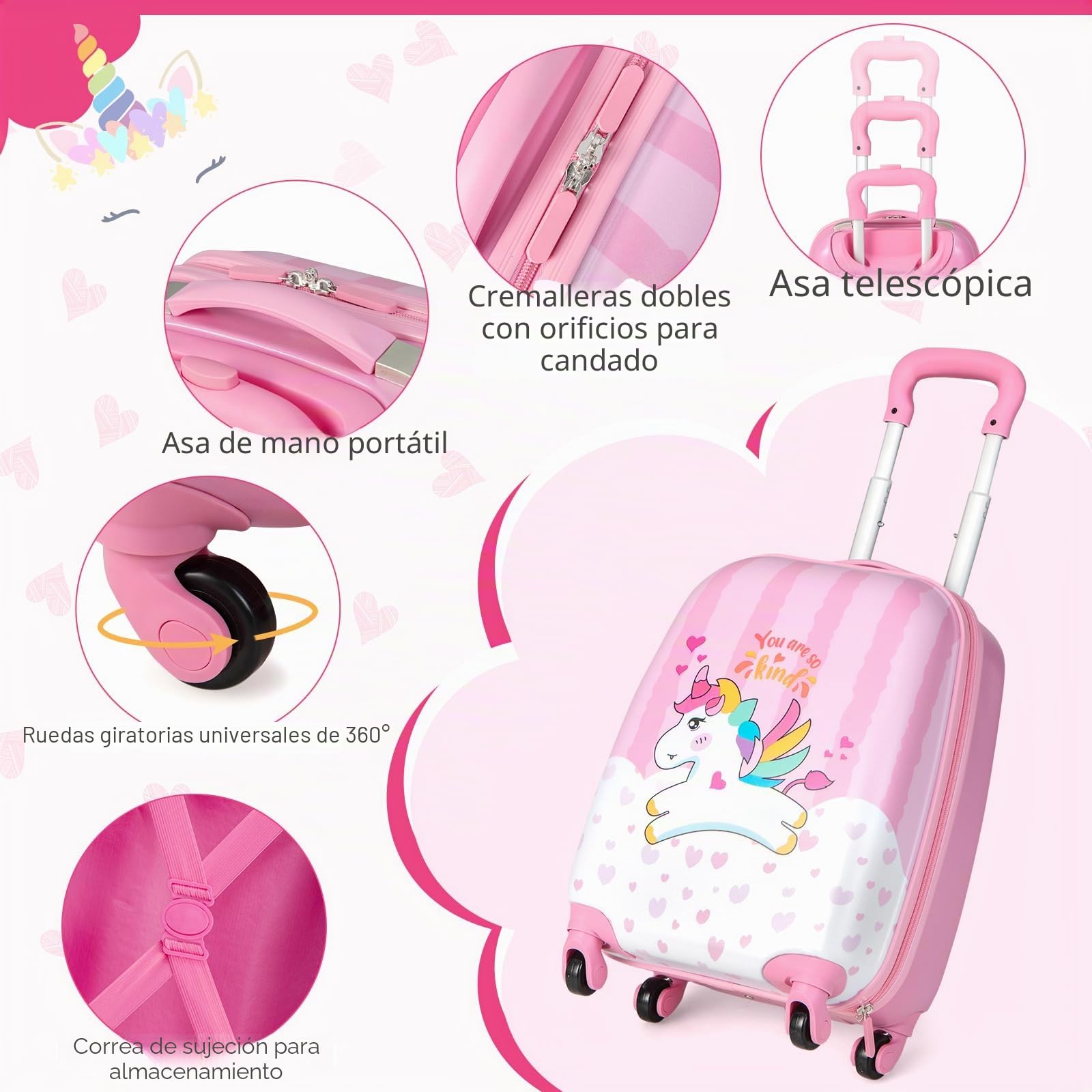 GOPLUS 2 TLG. Maleta Infantil con Mochila para niños, maletín de Viaje para niños Trolly Equipaje