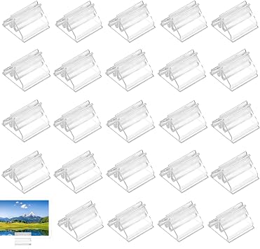 24 PCS Clear Game Card Stands, Photo Holders for Tables, Menu Holders for Tables, Plastic Place Holders for Business Cards, for Wedding Cards, Photos,Memos,Pictures Display