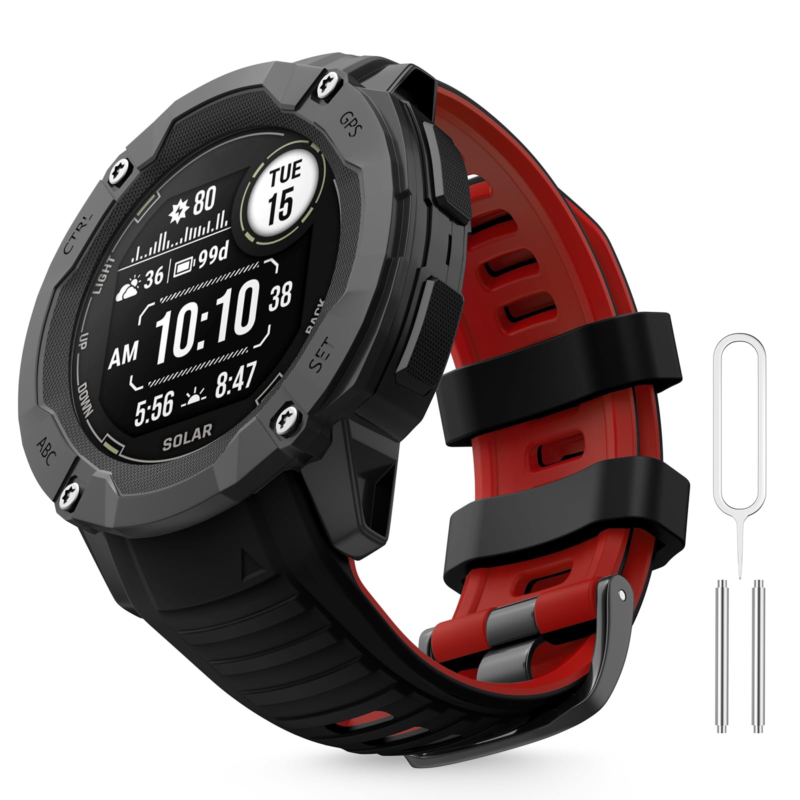 MYSNBKN Compatible with Garmin Instinct 2X Band,Adjustable Soft Silicone Replacement Sport Watch Wristband Strap for Garmin Instinct 2X/Solar/Tactical