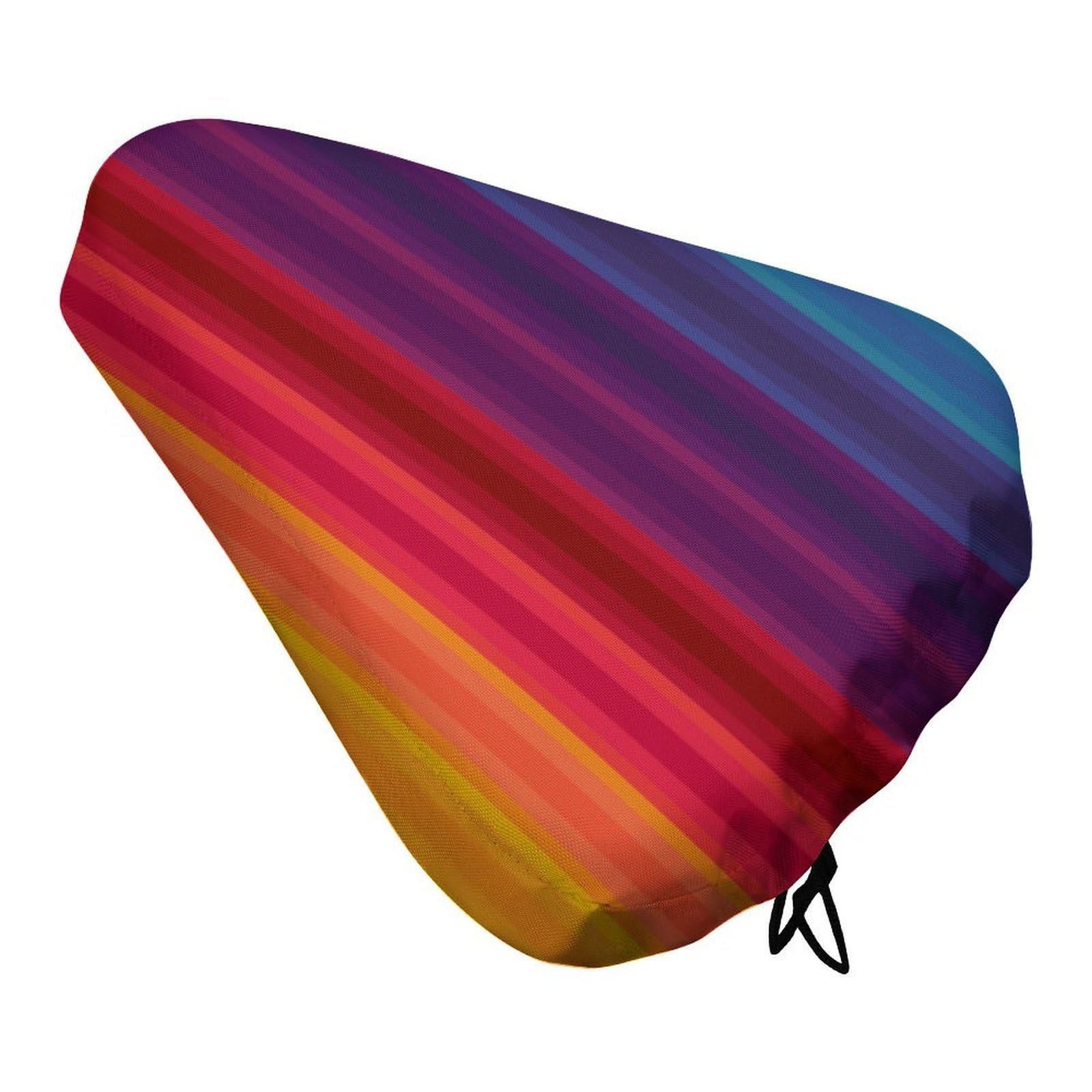 Treer Bike Seat Cover Waterproof, Outdoor Bicycle Saddle Rain Dust Cover with Elastic, Water Resistant Bicycle Seat Protector Shield Non-Slip for Journey and Travel (Colorful texture 3,27x37cm)