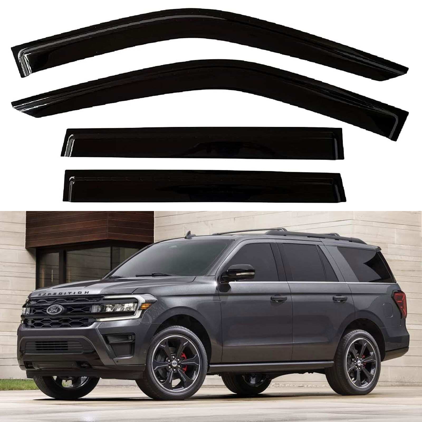 Window Visors Rain Guards for 2018-2024 Ford Expedition, Out-Channel Window Vent Wind Deflectors Visors Shades for 18-24 Expedition XL STX XLT MAX Limited King Ranch Platinum