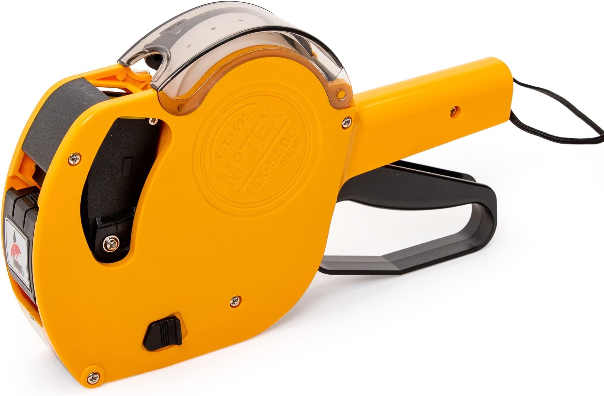 Motex MX-5500 New Version 1 Line 8 Digits Price Tag Gun – Pre-Loaded 1,000 White Sticker Labels and Pre-Loaded Inker with 1 Ink Refill - for Grocery Store, Retail Shop, Garage Sale (Yellow)
