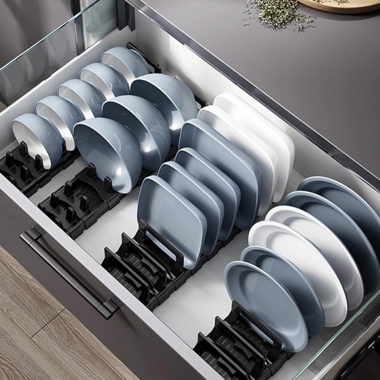 Dish Drying Rack, Stainless Steel Adjustable Bowl Plate Drainer, Pot Lid Holder, Plate Organizer for Cabinet for Cutting Boards, Cooling Racks, Pots & Pans (Bowl Drying Rack,17.7 inch)