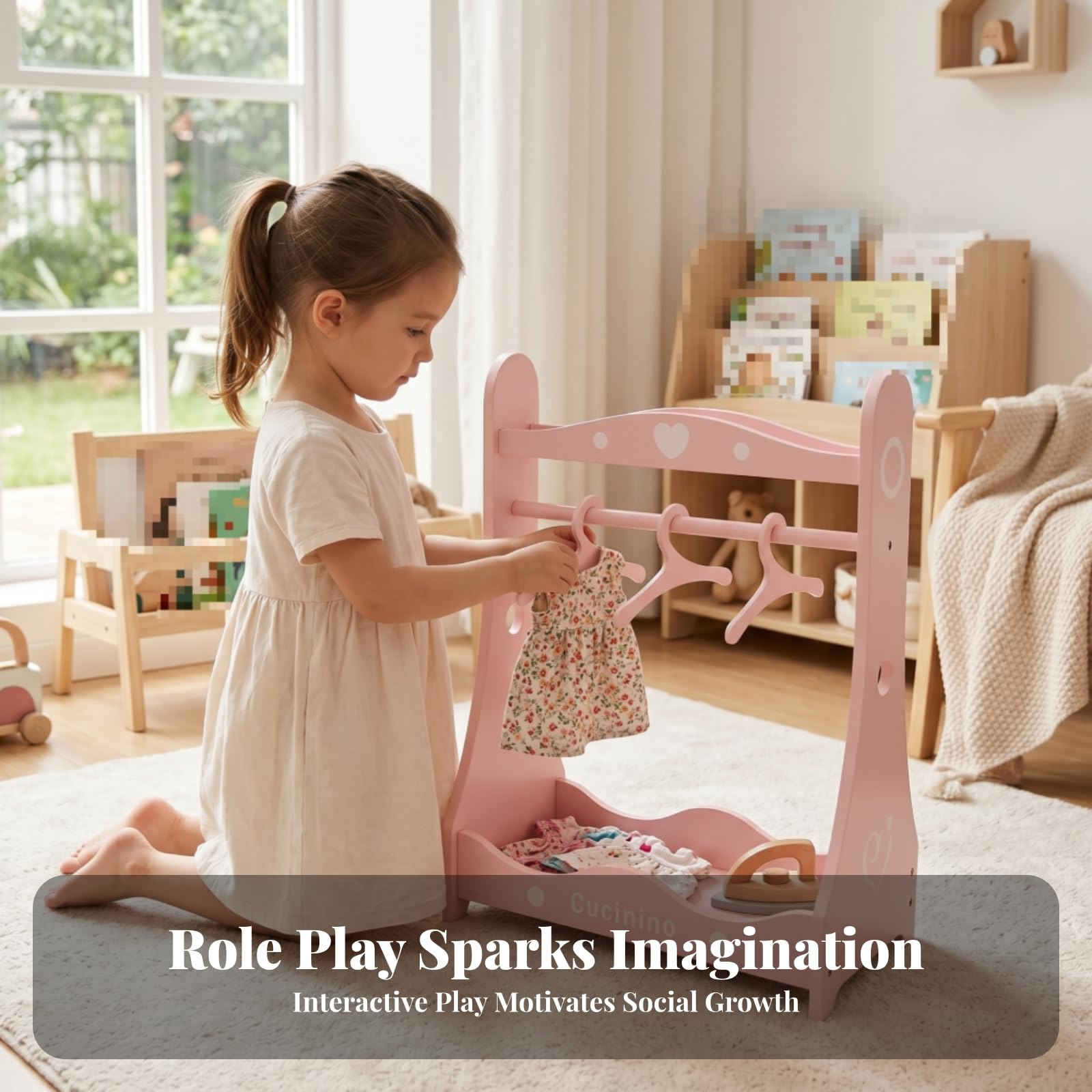 Perchero Muñecas Borde Ondulado Perchero Rosa Muebles Casa Muñecas Miniatura para Niños