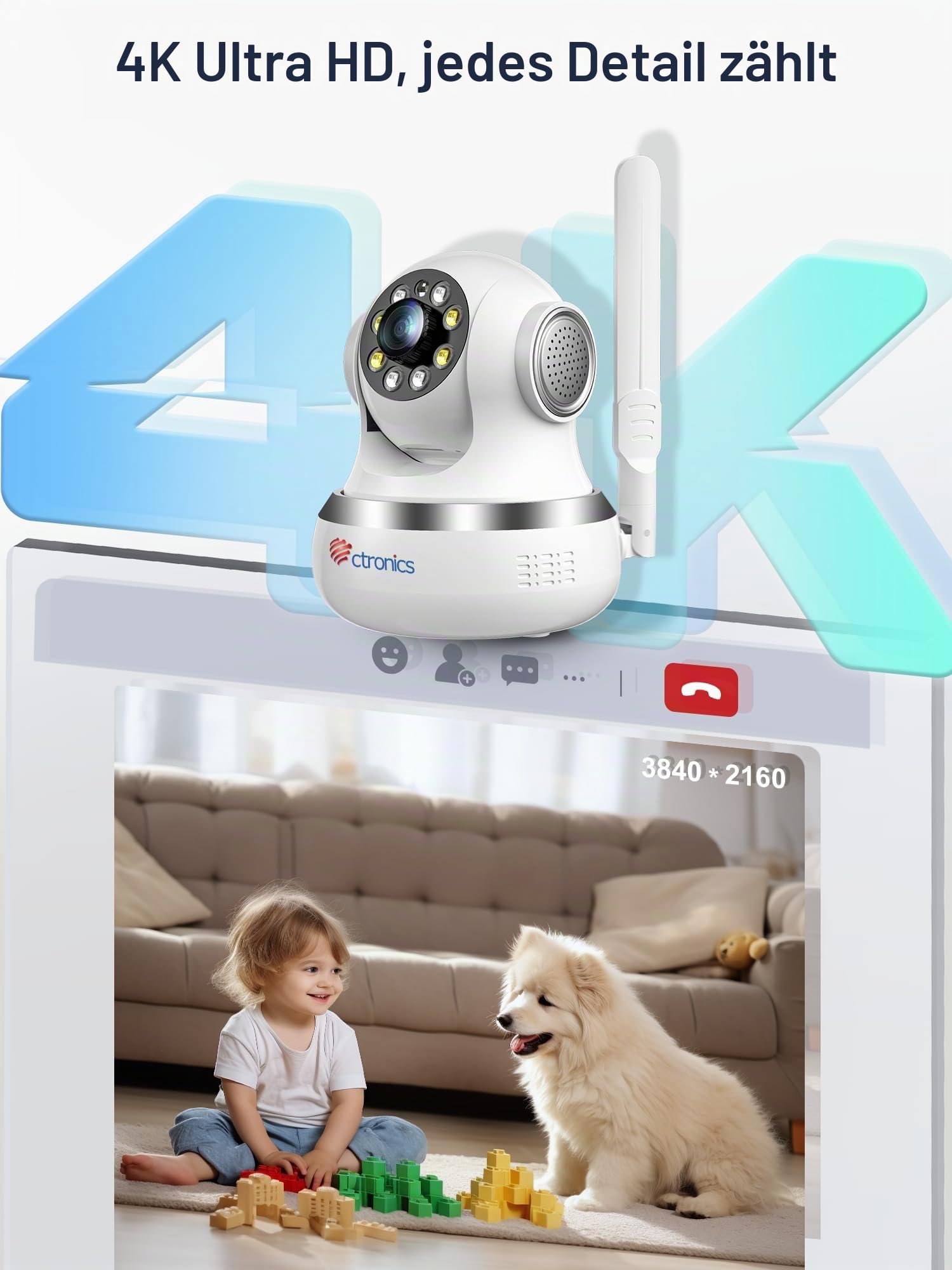 Ctronics Innen Überwachungskamera 4K Auto-Tracking WLAN