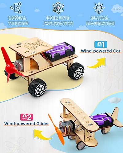 Miniatura 2 de Poraxy Kits STEM para niños de 8 a 10 años, 5 juegos de juguetes STEM para niños de 8 a 12 años, rompecabezas 3D de madera, kit de automóvil, kit de
