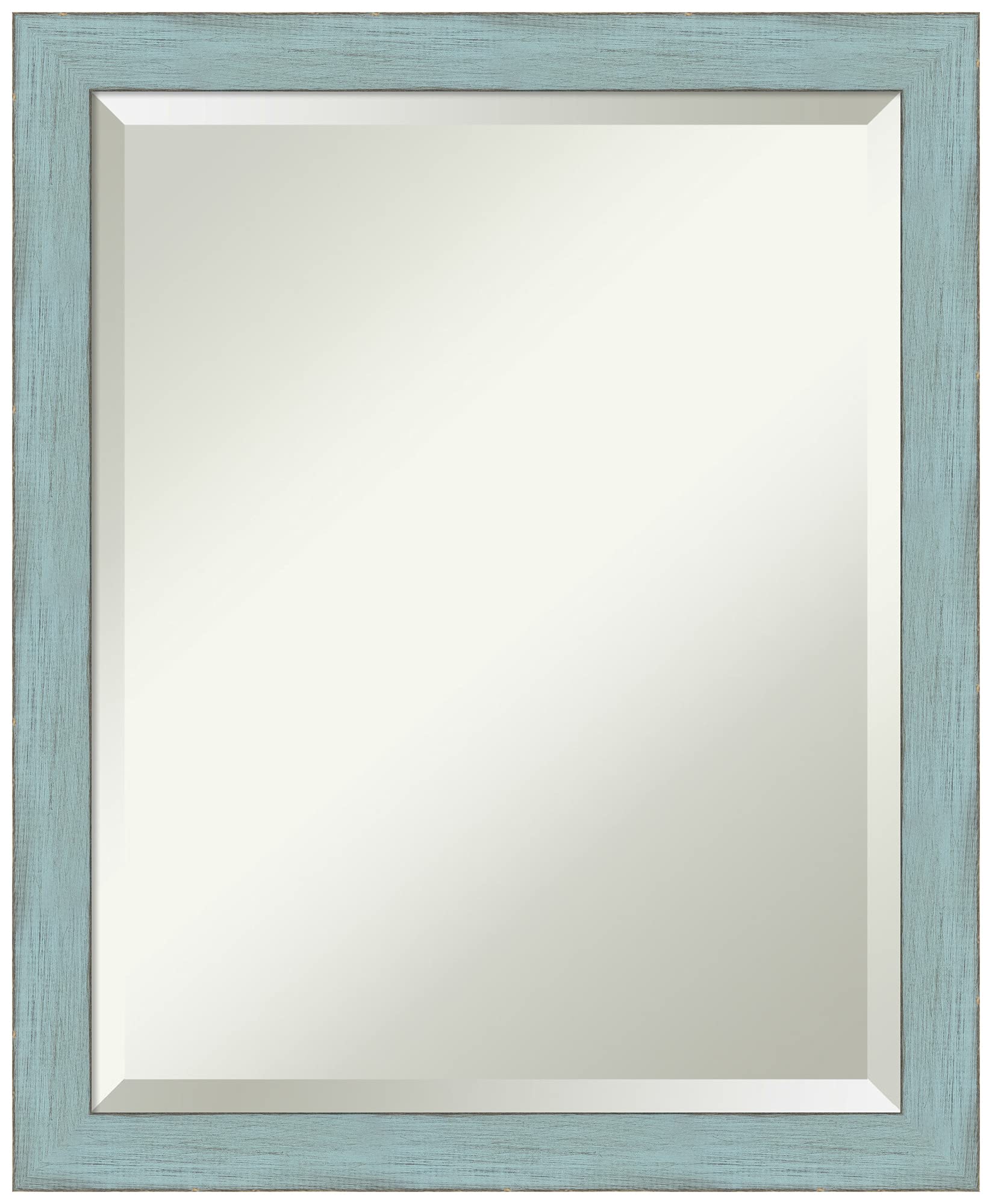 Amanti Art Beveled Wood Wall Mirror (22.25 x 18.25 in.), Sky Blue Rustic Frame - Bathroom Mirror, Vanity Mirror - Blue, Small