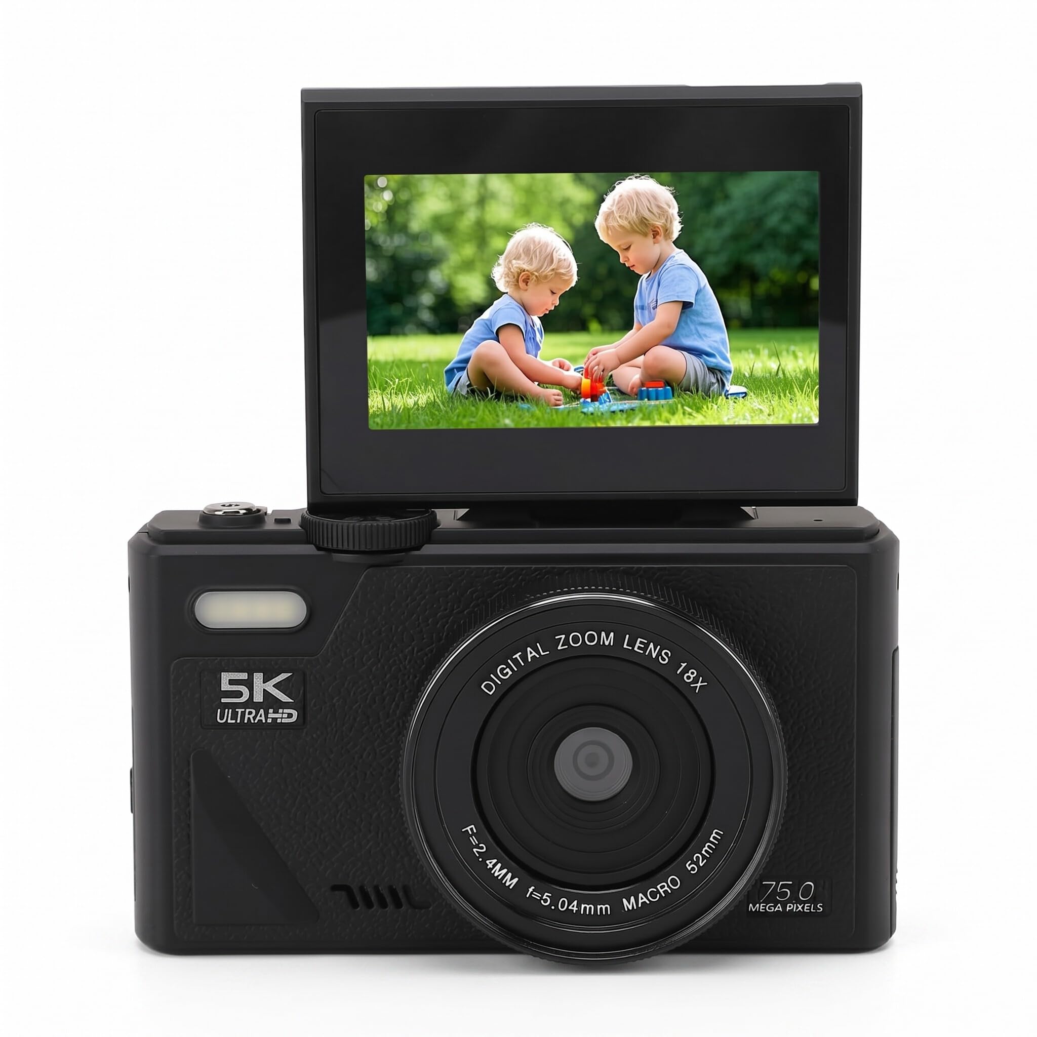 5K HD & 75MP Digital Camera 18X Digital Zoom - WiFi Vlogging Camera for Photography & Video, Autofocus, 3 Inch Screen, 128GB(Not Included), 1150mAh (Black)-image-37