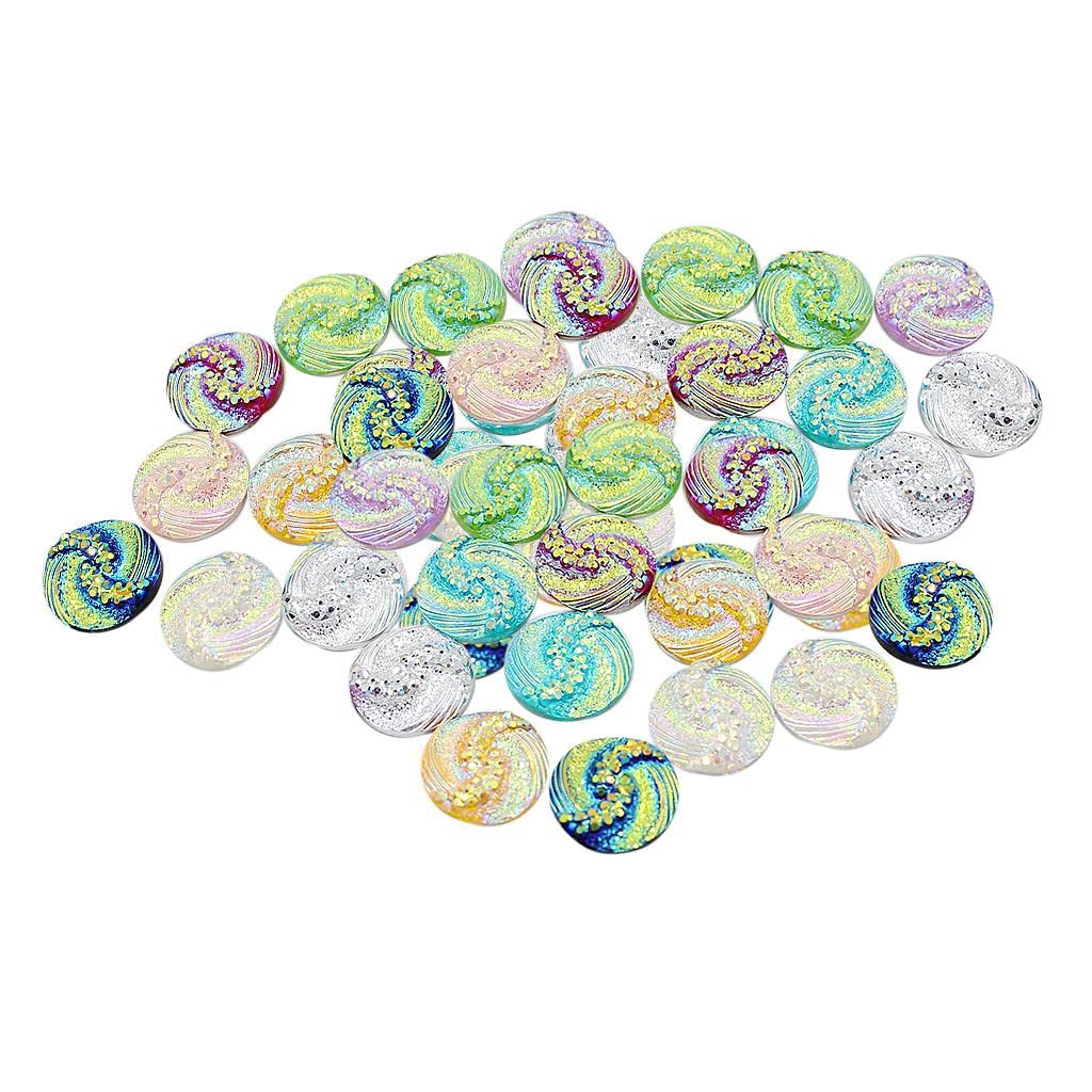 50 Pieces Round Flower AB Color Resin Flatback Cabochon Buttons Multicolor 1