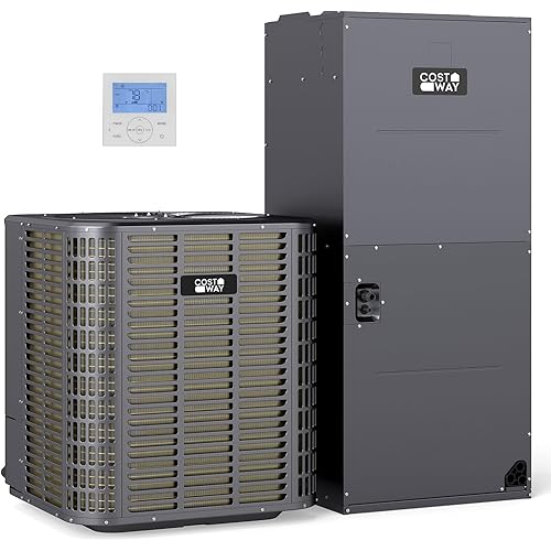 COSTWAY 5 Ton Ducted Central Air Conditioner Heat Pump System, 60000 BTU Inverter Split AC with Multi-Position Air Handler Unit, 208/230V, 17 SEER2, Work in 5℉-125℉ (60000BTU, 208-230V, 17 SEER2)
