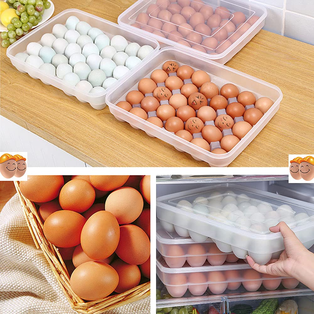 Zefeng Scatola per uova, uova contenitore, scatola impilabile, in plastica, con coperchio, coperchio per 34 cucina campeggio picnica, stoccaggio alimentare, (V094-egg storage box)