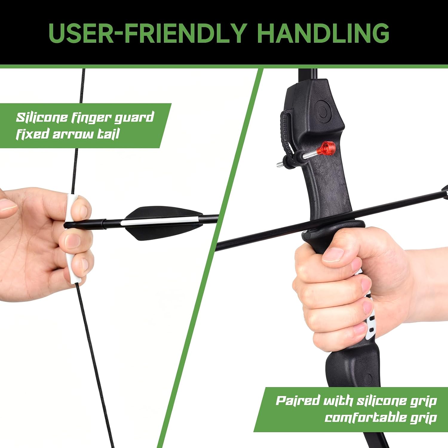 Bow and Arrow Set for Kids 8-12，Safe 5 Blunt Tip Arrows, 3 Suction Cup Arrows, Arm Guard, Arrow Bag, 5 Target Papers for Youth Archery Practice