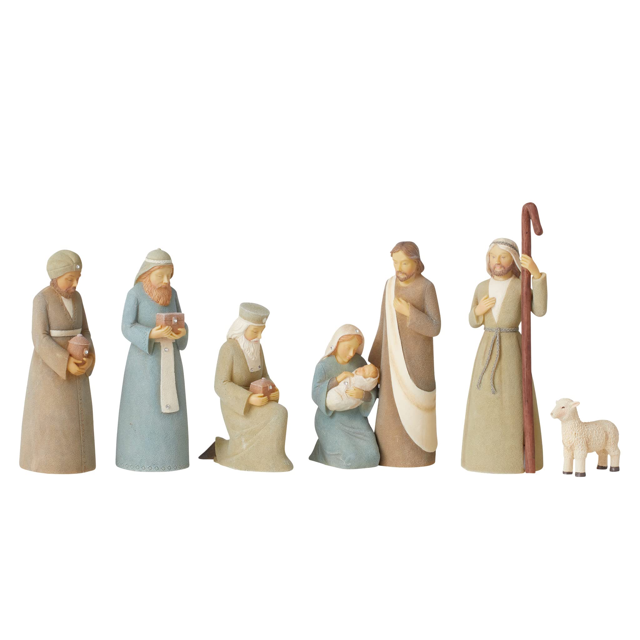 Enesco Foundations Ensemble de Figurines Miniatures de la crèche de Noël, 11,4 cm, Multicolore