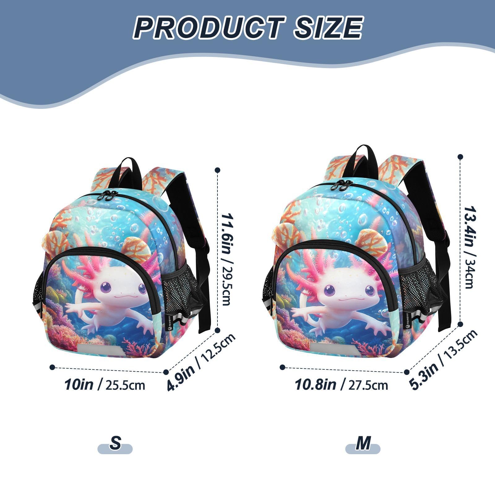 Axolotl Coral Reefs Blue Toddler Harness Backpack for Boys Girls 3-6 Years Kids Backpack with Anti Lost Safety Leash Child Leash Backpack for Preschool Travel Walking