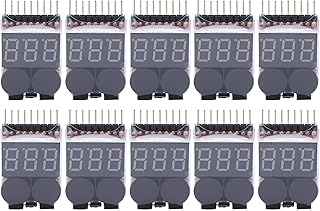 10Pcs Lipo Battery Voltage Tester 1‑8S Low Volt Buzzer Alarm for 1s-8s Lithium Battery Detection