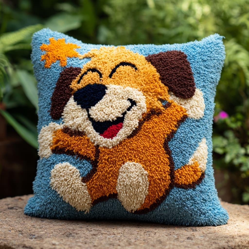 WallustrioaW Latch Hook Pillow Case Kits,Tigers 17X17 Inch Latch Hook Cushion Cover Kit,Knitting Kits Cushion for Adults Rug Making Kit for Starters