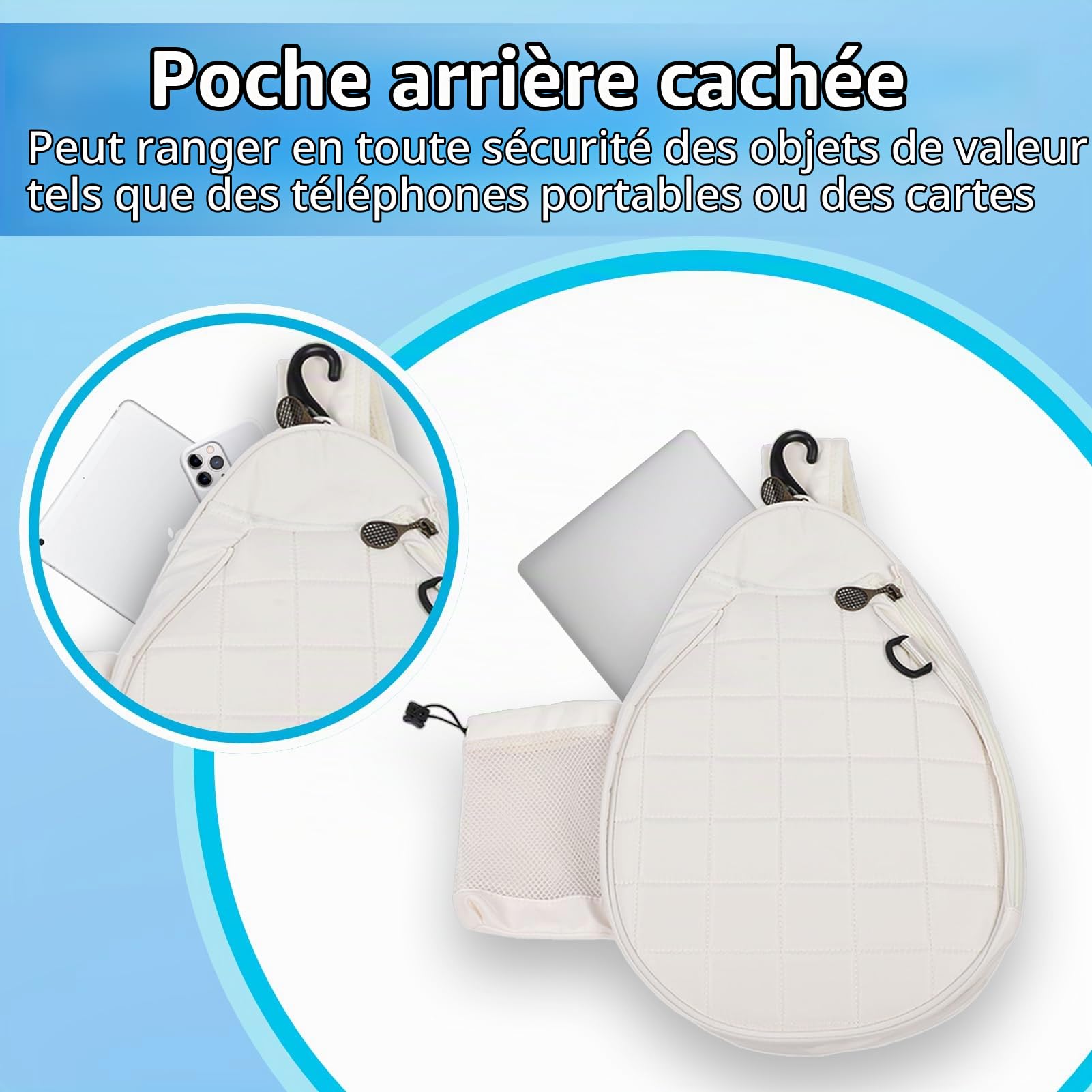 Ejoyous Sac de Tennis Léger, Sac à Dos et à Bandoulière, Rembourrage en Mousse, Palette de Pickleball, Séparation Sèche et Humide
