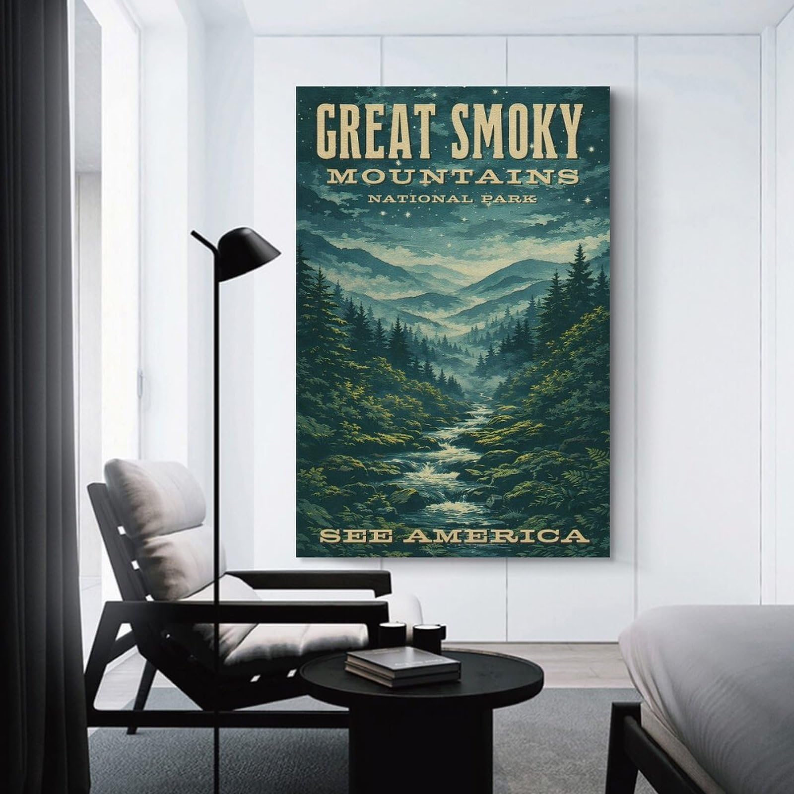 Junmoney Unframe-Style-2 Great Smoky Mountains National Park (2) Room Decor Wall Art, 16X24inch(40X60cm), For Hallway, Lounge Or Guest Room, Gift Idea For Housewarming And Birthdays