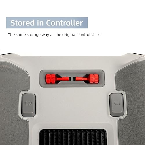 Miniatura 3 de Mini 3 Pro Controller Stick para DJI RC, 2 piezas de repuesto de palanca remota de aleación de aluminiojoystickstick (rojo)