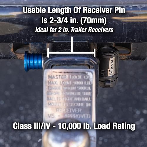 Miniatura 5 de Master Lock 1472DAT traba de receptor estilo barra de 0.5 pulgadas, Acero inoxidable, 2.75"